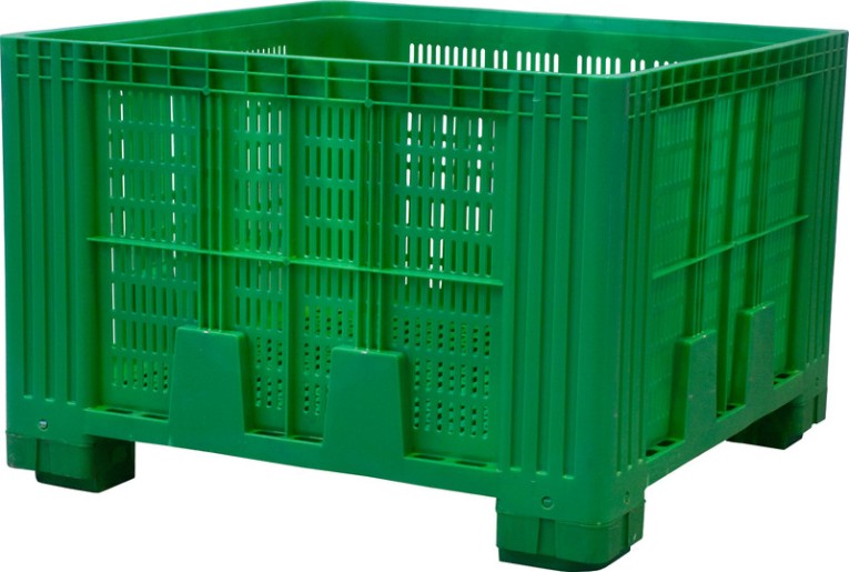 Контейнер 1120х1120х770 мм зеленый перфорированный на ножках купить в Туле