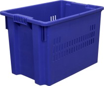 Ящик 600х400х400 дно сплошное, стенки перфорированные синий