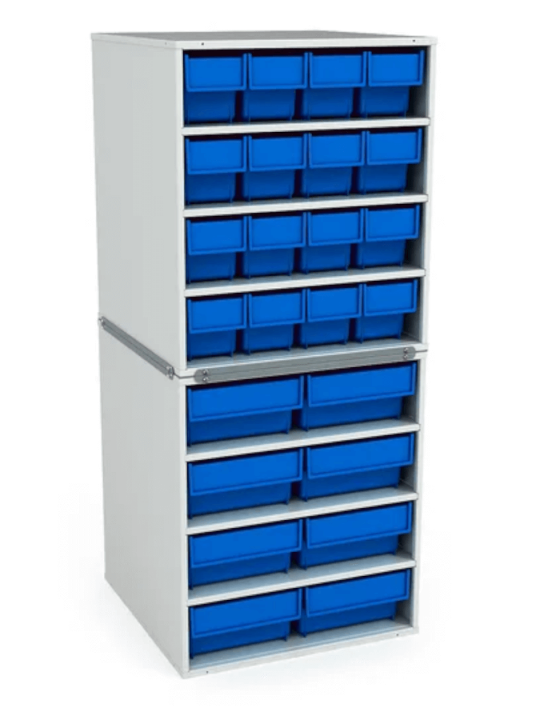 Стационарная кассетница ДиКом (на 2 яруса) с синими ящиками купить в Туле