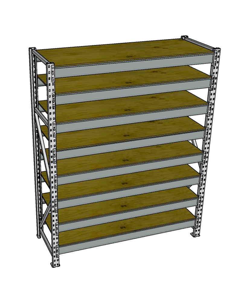Стеллаж грузовой СГР 3000x2100x800 8 полок (фанера) купить в Туле