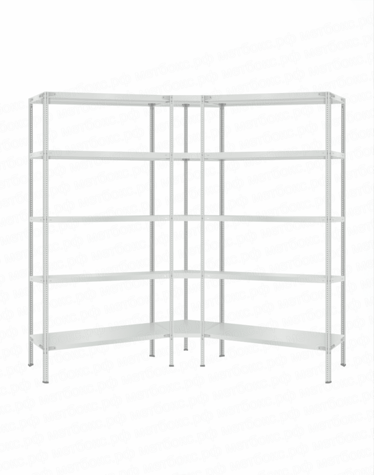 Стеллаж угловой 2000х1500х1500 (5 ярусов глубиной 300мм) купить в Туле