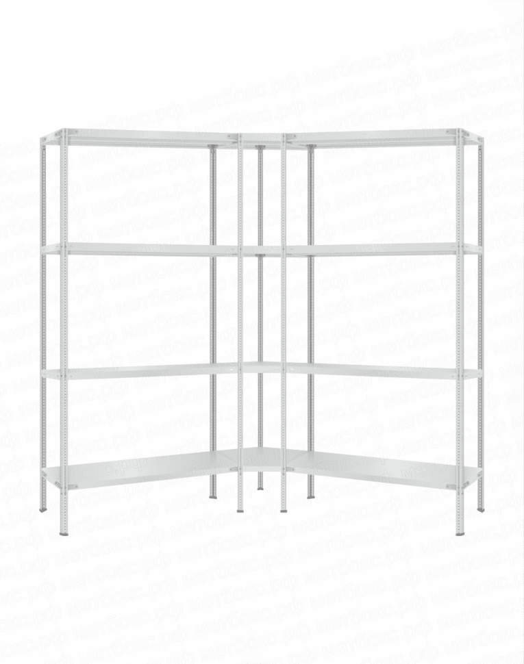 Стеллаж угловой 2000х1600х1600 (4 яруса глубиной 400мм) купить в Туле