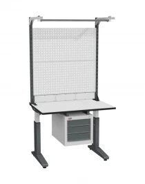 Стол монтажный ДиКом СР-100-01, ESD Thermopal, регулировка винтом, экран Э3, с подвесной тумбой Стол монтажный ДиКом СР-100-01, ESD Thermopal, регулировка винтом, экран Э3, с подвесной тумбой