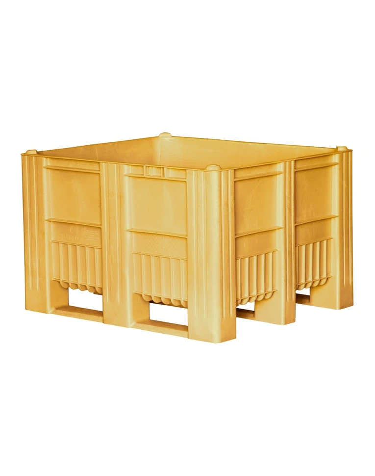 BoxPallet 1200x1000x740 мм сплошной на полозьях желтый