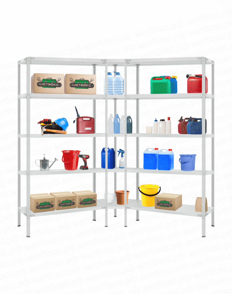 Стеллаж угловой 2000х1800х1800 (5 ярусов глубиной 600мм) купить в Туле