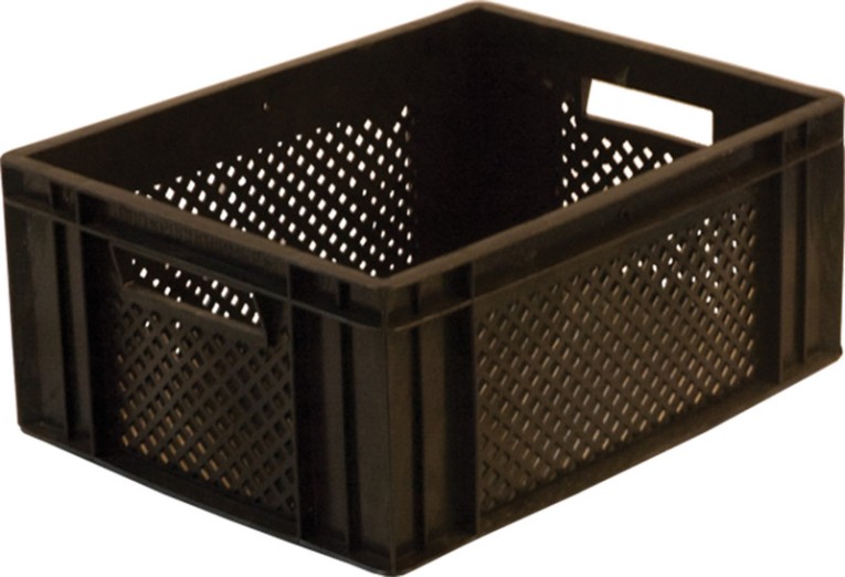 Ящик дрожжевой 400х300х180 перф, сплош. дно черный купить в Туле Ящик дрожжевой 400х300х180 перф, сплош. дно черный купить в Туле