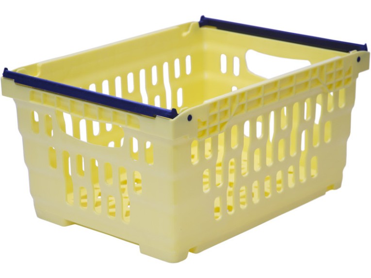 Ящик 400х300х200 со складываемыми ручками жёлтый купить в Туле