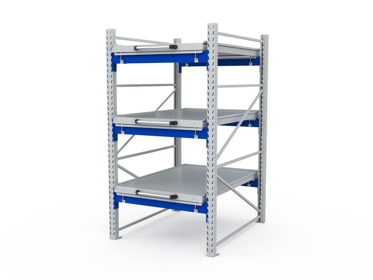 Стеллаж с выкатными платформами S-HEAVY 1000/900 (3 яруса хранения) купить в Туле