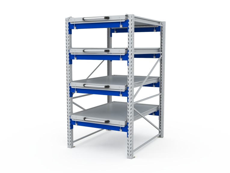 Стеллаж с выкатными платформами S-HEAVY 1000/900 (4 яруса хранения) купить в Туле